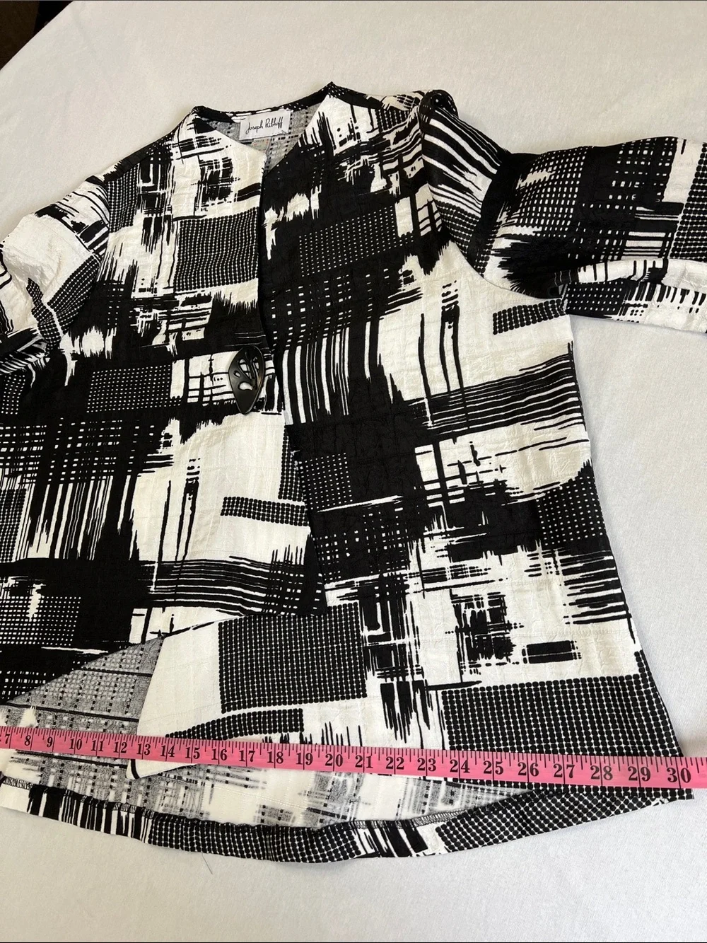 Joseph Ribkoff Asymmetrical Abstract Art Print Jacket Style 173820 Button 16